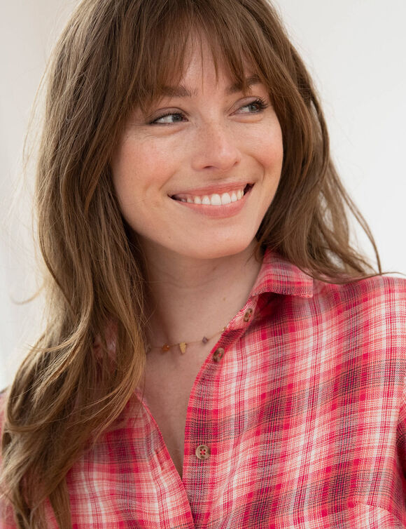 Chemise longue à carreaux flanelle (framboise) Chemise longue à carreaux flanelle (framboise)